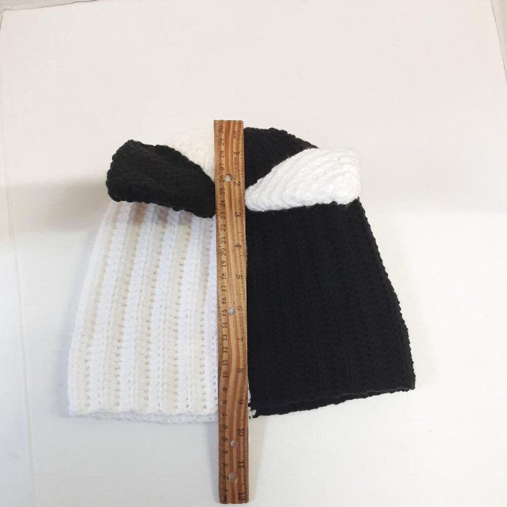 Handmade Crochet Split Color Cat Ear Beanie New - Picture 7 of 7